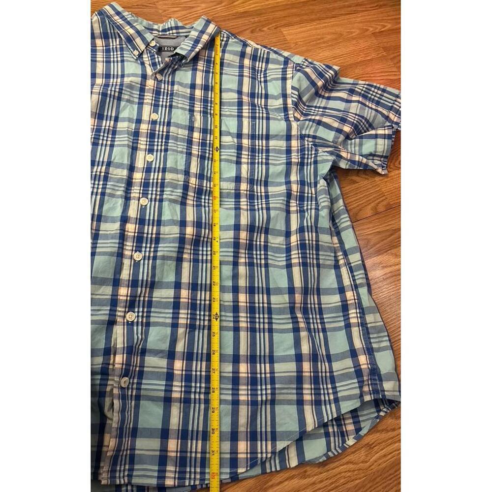 IZOD Blue Checkered Polo Short Sleeve Shirt Size 2XL - Picture 4 of 5